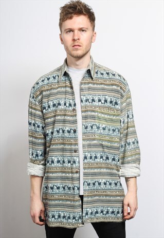 VINTAGE AZTEC PATTERNED SHIRT