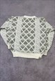 VINTAGE KNITTED JUMPER ABSTRACT PATTERNED KNIT SWEATER