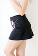 90S VINTAGE MINI SKIRT A-LINE PINK FLORAL BLACK PREPPY 