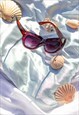 TRANSPARENT RED EXAGGERATED CHUNKY CAT EYE SUNGLASSES