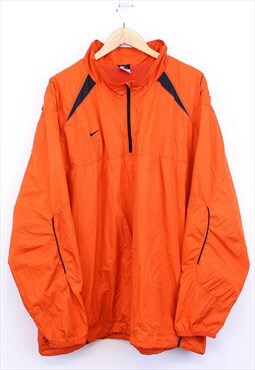 Vintage Nike Windbreaker Jacket Orange Quarter Zip With Logo