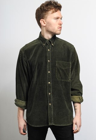 VINTAGE CORDUROY CORD SHIRT GREEN