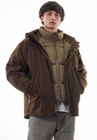 VINTAGE POLO RALPH LAUREN PUFFER WINTER COAT 2-IN-1 BROWN