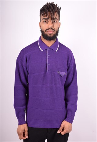 MENS VINTAGE JUMPER SWEATER MEDIUM PURPLE 90'S