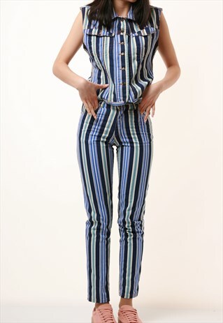 90S VINTAGE STRIPED VEST AND TROUSERS SUIT 905