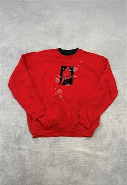 Vintage Sweatshirt Embroidered Bird Patterned Jumper