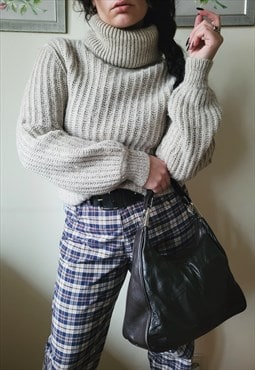90s minimalist knit oversize preppy roll neck sweater