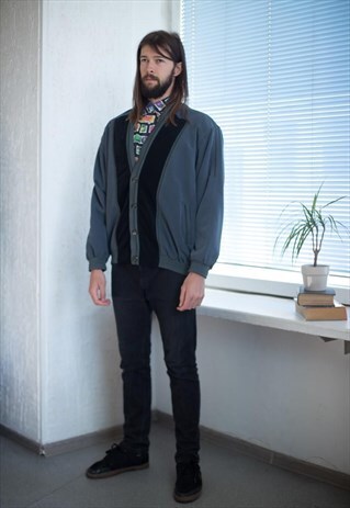 VINTAGE 90'S GREY/BLACK CARDIGAN