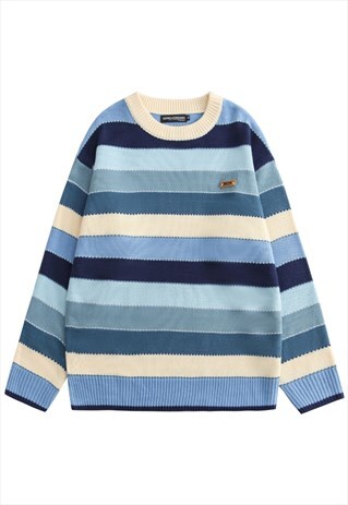 KALODIS CONTRAST STRIPES LOOSE KNIT SWEATER