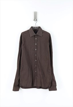 Vintage Burberry Stripes Long Sleeve Shirt in Brown - S