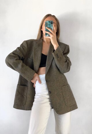 BURBERRY VINTAGE MENS OVERSIZED WOOL MIXED BLAZER