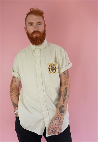 VINTAGE 1990S BEIGE SHORT SLEEVED SHIRT