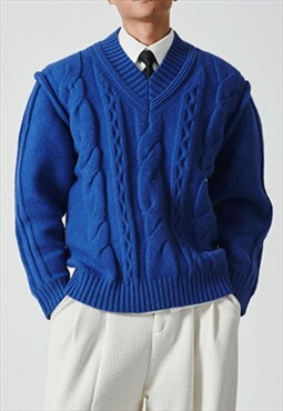 Men's V-neck linen pattern sweater A VOL.2
