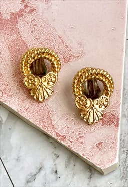 60s Gold Reef Earrings Cute Pretty Vintage Jewellery 