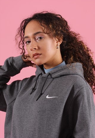 GREY NIKE EMBROIDERED HOODIE