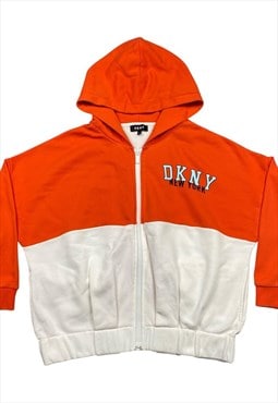 DKNY Vintage Ladies Orange & White Hoodie