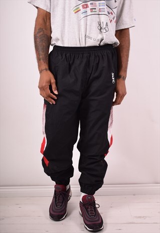 MENS VINTAGE TRACKSUIT TROUSERS LARGE BLACK 90S