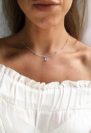 OCEAN KISS - OPALITE MOONSTONE BEADED NECKLACE