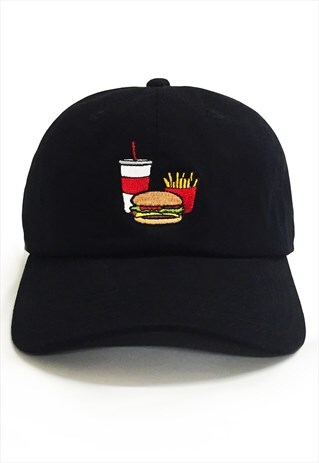 DAD BRAND CAP CHEESEBURGER - PREMIUM BASEBALL CAP - BLACK