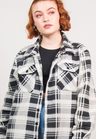 VINTAGE 90'S BLACK & WHITE THICK FLEECE SHIRT