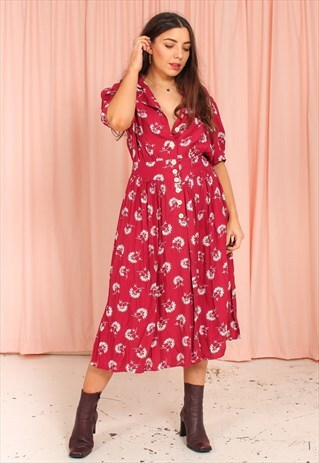 VINTAGE 90S MIDI DRESS IN FLORAL PRINT