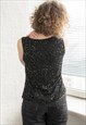 VINTAGE 80'S BLACK BEADED VEST TOP