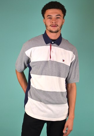 VINTAGE 90'S TOMMY HILFIGER STRIPED POLO SHIRT