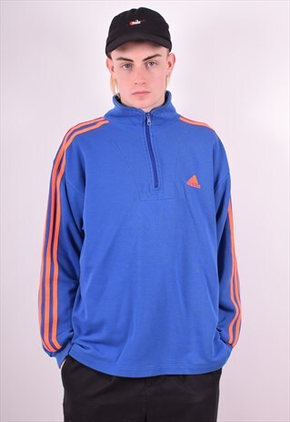 ADIDAS MENS VINTAGE SWEATSHIRT JUMPER XL BLUE 90'S