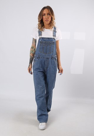 DENIM DUNGAREES NO BOUNDARIES WIDE LEG UK 12 (5DC)