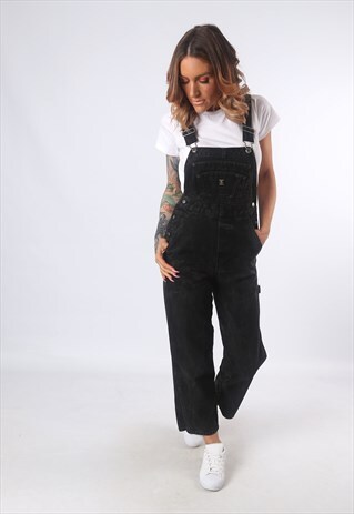 DENIM DUNGAREES GASOLINE WIDE TAPERED LEG PETITE UK 8 (51D)