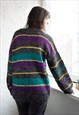 VINTAGE 80'S MULTICOLOUR STRIPPED SHIMMERING PULLOVER JUMPER