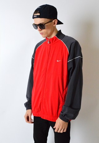 VINTAGE 90S RED COLOUR BLOCK NIKE TRACK JACKET
