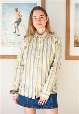 Yellow and light blue striped classic shirt