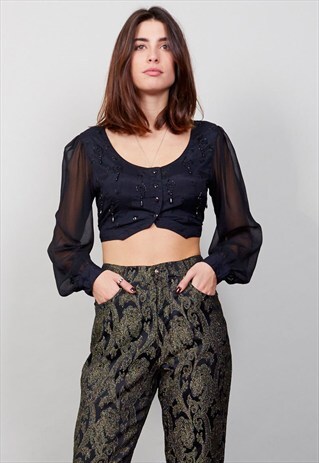 VINTAGE CROPPED 90'S BLACK GOTH TOP