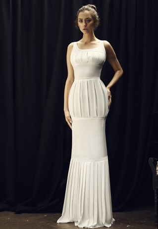 LONG WHITE DRESS FROM SILK CREPE