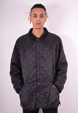 BARBOUR MENS VINTAGE QUILTED JACKET LARGE BLACK 90'S