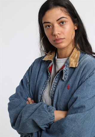 90S POLO RALPH LAUREN DENIM HARRINGTON JACKET