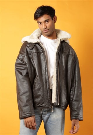 90S WILSONS SHEARLING BROWN LEATHER JACKET