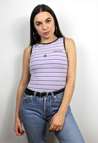 00'S Y2K RETRO PURPLE STRIPED TOP