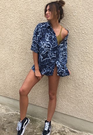 PATTERNED OVERSIZED RETRO VINTAGE UNISEX FESTIVAL SHIRT