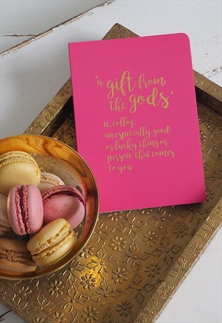 A6 NOTEBOOK POCKET SIZE METALLIC GOLD IN HOT PINK FUCHSIA
