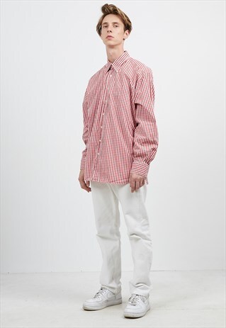 VINTAGE RED TOMMY HILFIGER LONG SLEEVE CHECKERED SHIRT