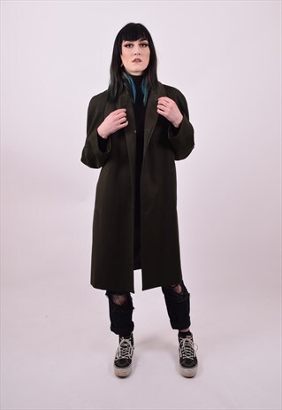 VINTAGE DARK GREEN FULL LENGTH TRENCH COAT MAC SIZE MEDIUM