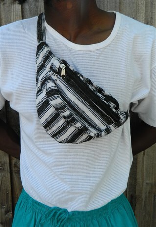 MONOCHROME WOVEN MULTI PRINT BUM BAG