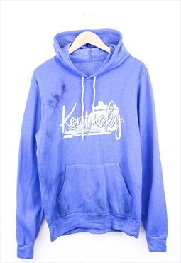 Vintage Kentucky Hoodie Blue With Contrast Chest Print 90s
