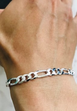 Men's Sterling Silver Heavyweight Figaro Chain 7" Bracelet