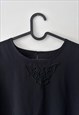 GOTH GLAM ELEGANT EVENING GOING OUT BLACK TOP BLOUSE L