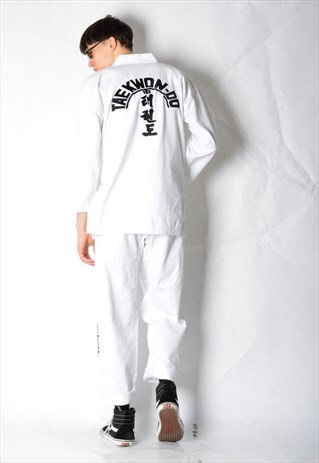VINTAGE 90S WHITE TAEKWONDO EMBROIDERED PANT SUIT