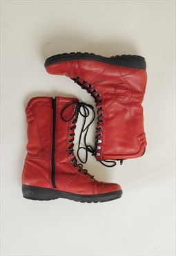 Vintage Y2k Vagabond Red Leather Lined Boxer Style Boots 