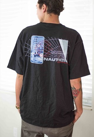 VINTAGE NAUTICA T-SHIRT BIG LOGO 90S XXL 9.9